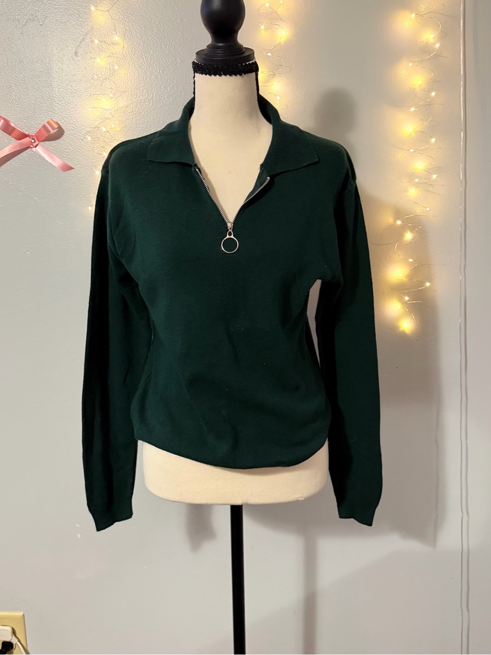 jason maxwell Dark Green Half-Zip Pullover Top